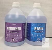 JTDO Crystal Clear Epoxy Resin Kit, 2 Gallon Set (1:1 Ratio), Non-Toxic, ASTM D4236, 40 Min Work Time