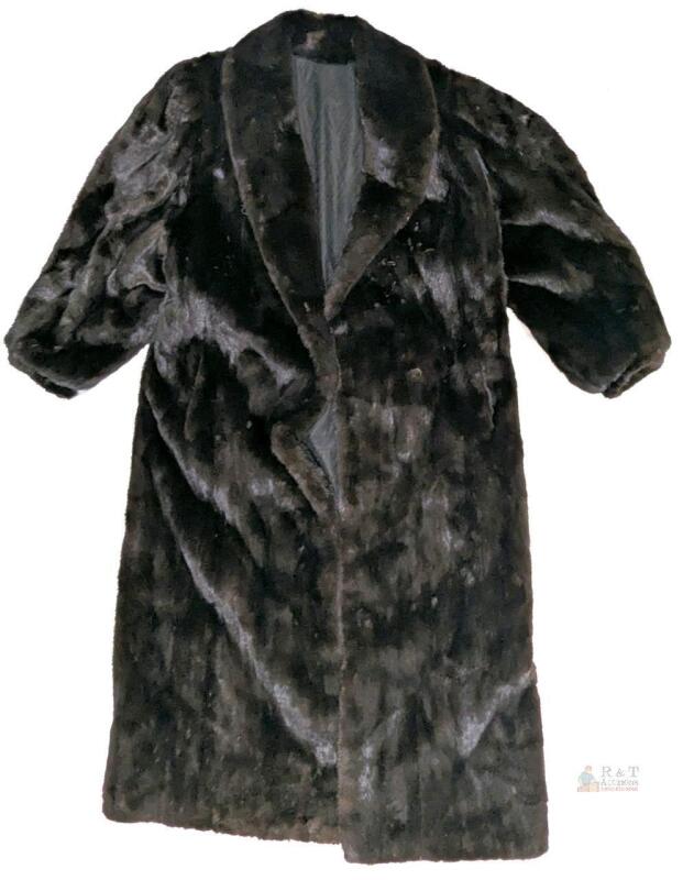 Vintage Size LG/XL? Women's Super Heavy Black Mink Fur Coat, Embroidered "Betty Joliffe" on Inside