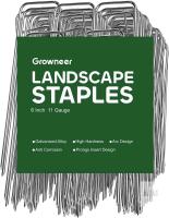 New 50 Pack Landscape Staples 6 Inch Heavy Duty Hot-Dip Galvanized Steel Garden Stakes U-Shaped Weed Barrier Spikes Metal Ground Pins for Lawn and Yard Landscaping & Tarps
