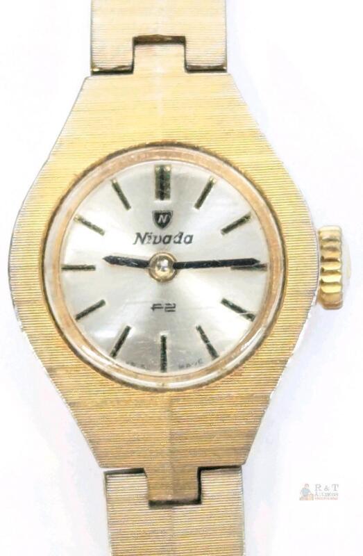 Vintage 1970s NIVADA "F2" Ladies' Manual Watch, Ticks When Wound, Some Wear to Watchband