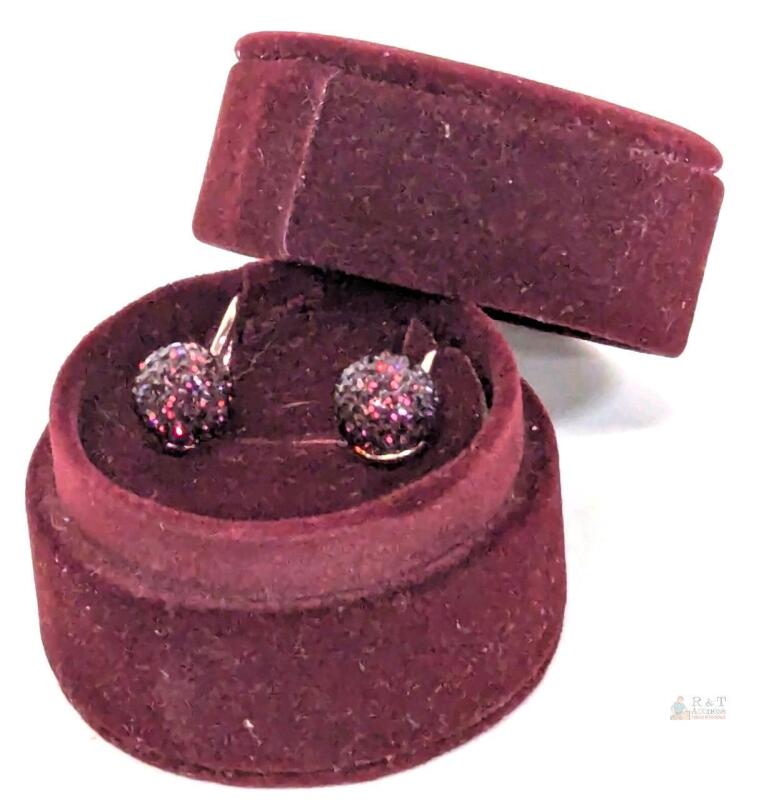 HILBERG & BERK Sterling Silver Stamped 925 Sparkle Ball Drop Hook Earrings in Case