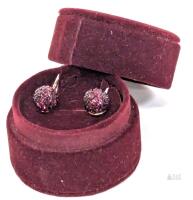 HILBERG & BERK Sterling Silver Stamped 925 Sparkle Ball Drop Hook Earrings in Case