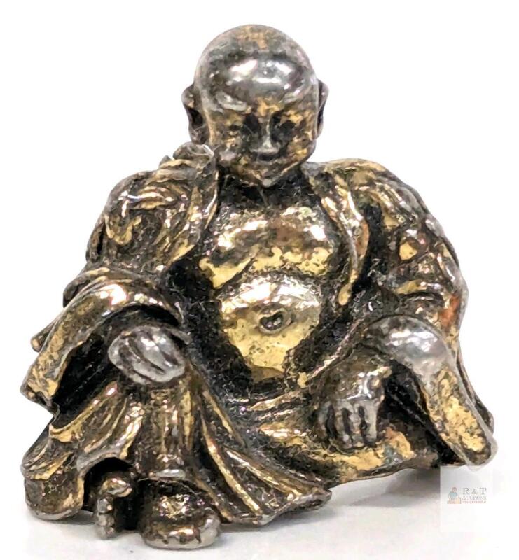 Rare Vintage Signed CORO Young Seated Buddha Brooch, 1"
