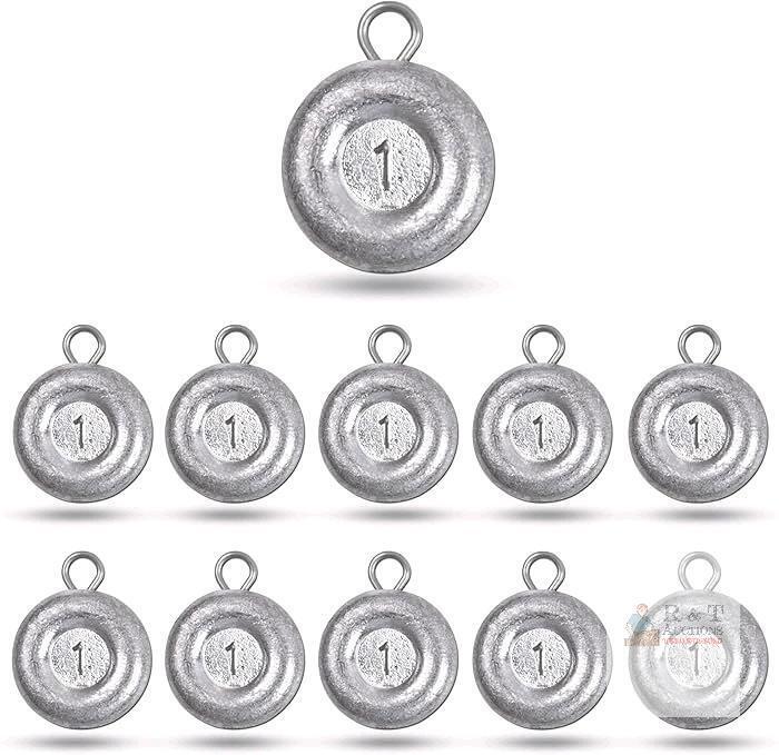 New 10pc - 1oz Disc Sinkers, Fishing Weights, Flat Coin Sinkers Fishing Tackle