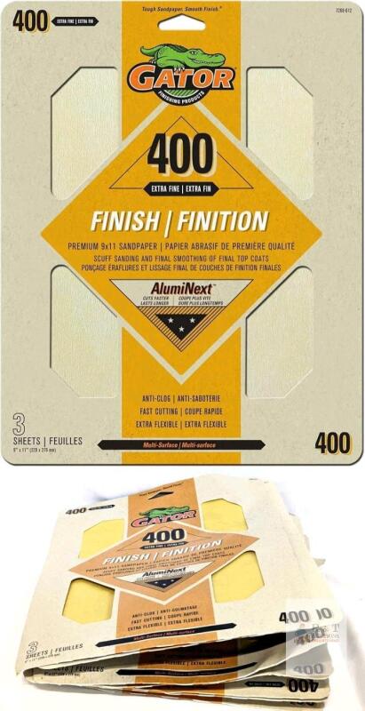7 New Packs of 3 GATOR Premium Sanding Sheets, 9" &times; 11" Each, 400 Grit