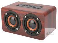 New Retro Speaker, Wood Grain Stereo Deep Bus Portable Speaker for Tablet Phones Mahogany Grain