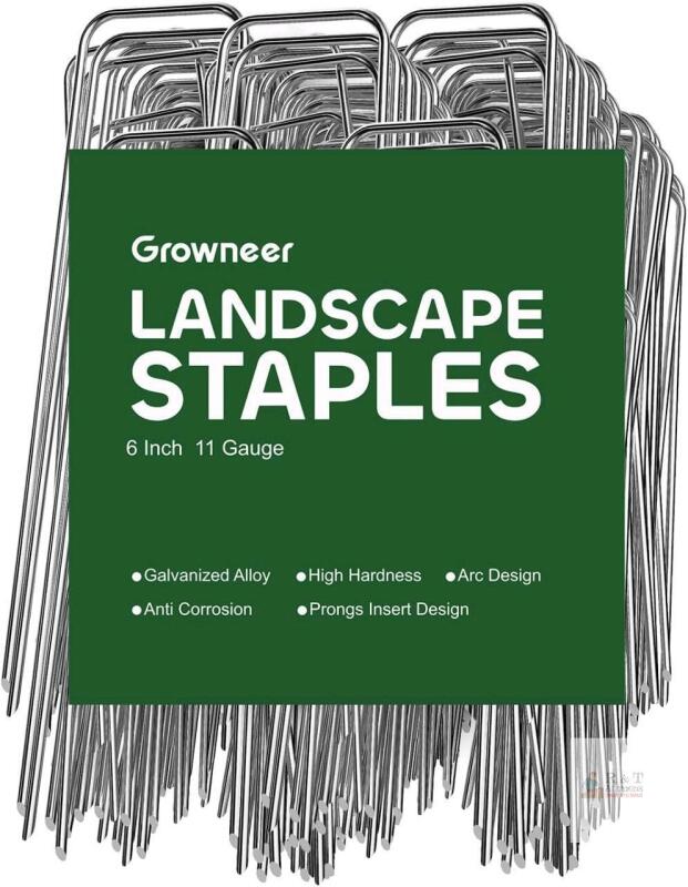 New 50 Pack Landscape Staples 6 Inch Heavy Duty Hot-Dip Galvanized Steel Garden Stakes U-Shaped Weed Barrier Spikes Metal Ground Pins for Lawn and Yard Landscaping & Tarps