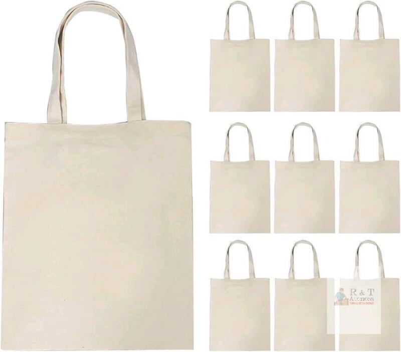 New 10-Pack Solid Color Foldable Reusable Lightweight Shopping / Tote Bags, 12" &times; 14.75" Excluding Handles