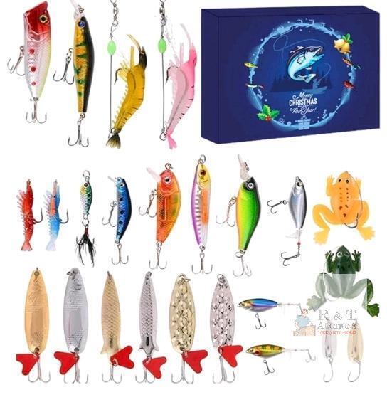 New Fishing Lure , Fishing Tackle , 24-Day Fishing Lure Set for Fishing Lovers, Christmas Countdown Calendar for Adults, Men, Teenagers