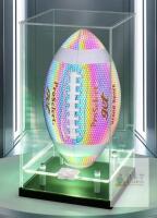 New - Football Display Case with LED Light - Clear Acrylic Display Case- Dustfree, Double Tier Stand for Autographed Football, Soccer, Volleyball - Full Size Ball Memorabilia Showcase