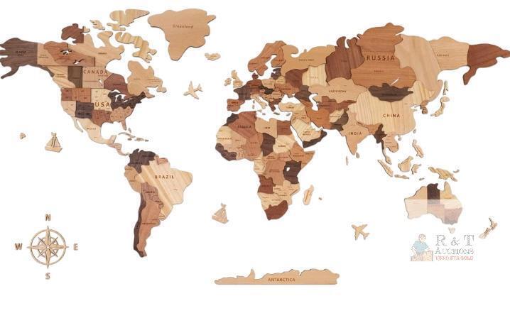 New - Handiwoo Wooden World Map 3D, Wood World Map Wall Art, Multilayered Wooden Map of The World Wall Decoration, Idea Housewarming Gift Large Wood Travel Map for Home & Office D&eacute;cor . Measures 59"&times;34" (150cm&times;85cm) when assembled on wall