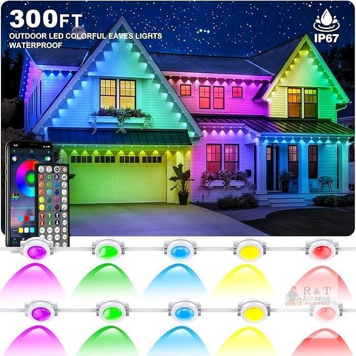 New Inzidol 300ft RGB Outdoor Eaves Lights Lights, IP67 Smart Waterproof Lights with App/Remote Control