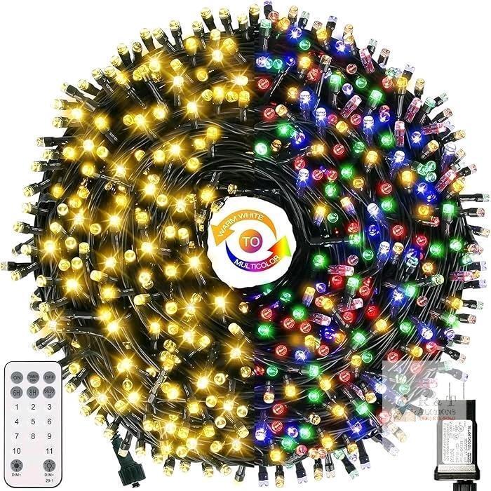 New 262FT 800LED Upgraded Color Changing String Lights Outdoor Indoor, Warm White Multi Color Fairy Lights, END to END CONNECTABLE, MZD8391 Waterproof with Timer Remote