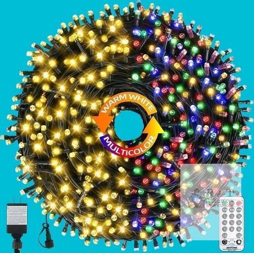 New MZD8391 - 168ft / 500 LED Indoor/Outdoor Lights, Waterproof Color Changing Lights with Timer, Memory [11 Lighting Modes] (Warm White+Mulitcolor)