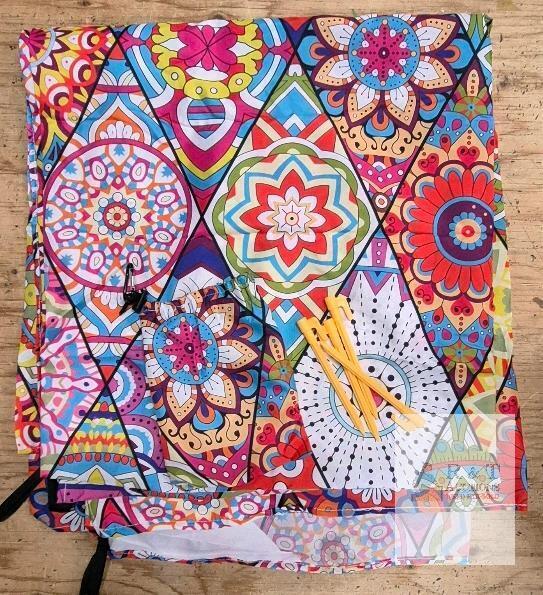 Large Mandala Outdoor Beach Blanket with Stakes & Bag &ndash; 76X84" Portable Picnic Mat