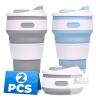 2 New Сollapsible Cups for Traveling Reusable &ndash; 11oz Leakproof Coffee Travel Mug, Silicone, Foldable and Portable for Hiking, Camping, Office | Lightweight and Collapsible Coffee Cups for Outdoor Use