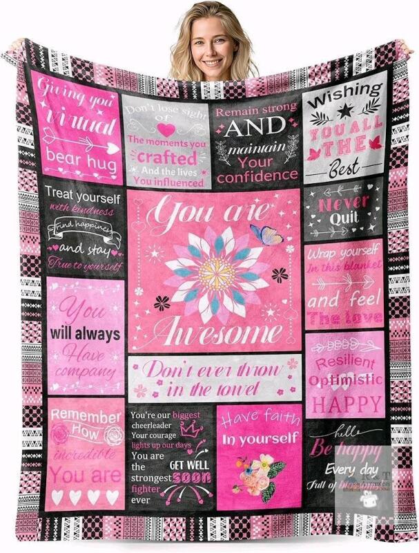 New "You Are Awesome!" Get Well Soon / Positive Affirmations / Well Wishes - Soon Super Soft Blanket, 60" &times; 50"