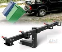 New - Adjustable Dual Trash Can Hauler Hitch, Wheeled Garbage Can Outdoor Towing Trailer Hitch, Suitable for Pickup/Golf/ATV/SUV/Truck with 2" Receiver, Black