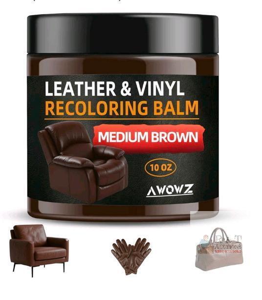 New Leather Recoloring Balm - Scratch Repair & Color Restore Kit for Faded Leather, Couch & Car Seats - 10OZ Leather Restorer Balm for Furniture, Auto Interior, Vinyl, Accessories