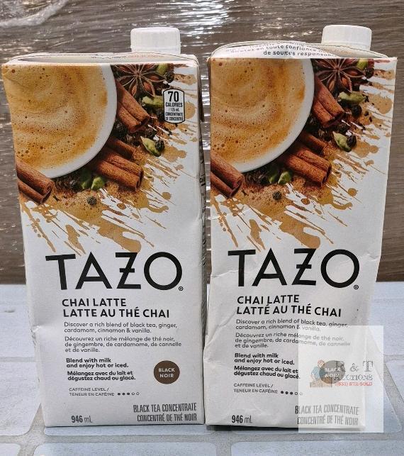 2 New TAZO Chai Latte Black Tea Concentrate 946mL