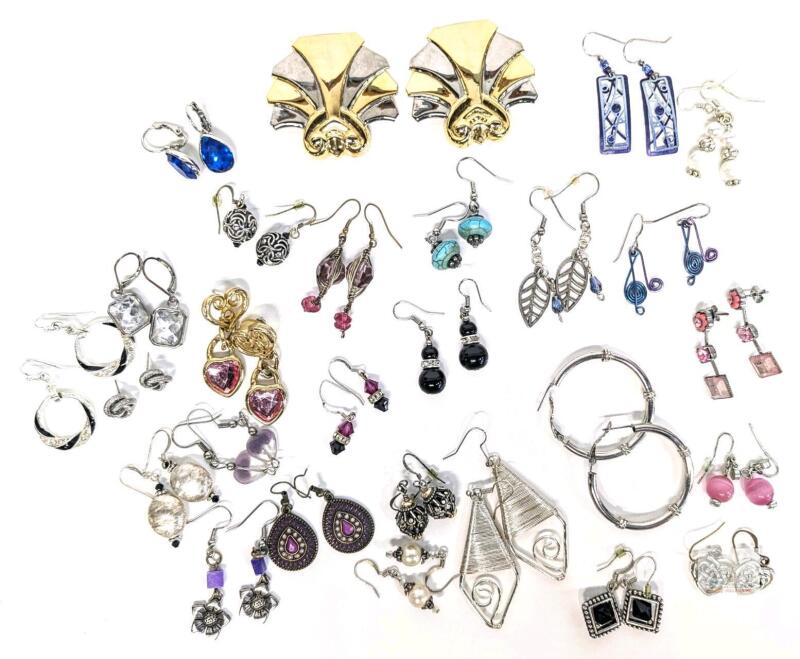 25+ Pairs Vintage Earrings, All Pieced But 1 Pair of Clip-Ons