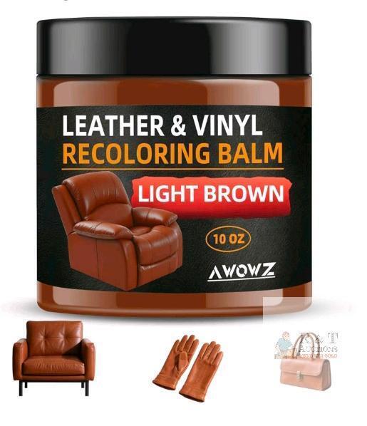 New Leather Recoloring Balm - Scratch Repair & Color Restore Kit for Faded Leather, Couch & Car Seats - 10OZ Leather Restorer Balm for Furniture, Auto Interior, Vinyl, Accessories