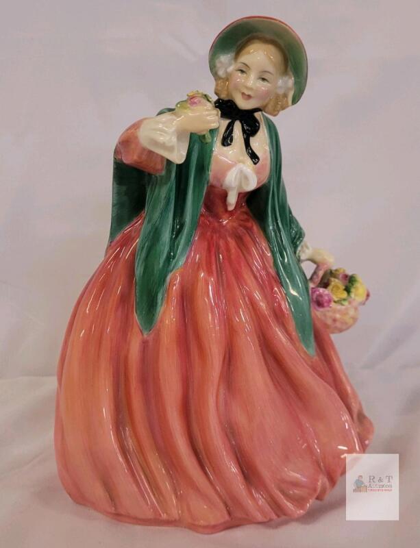 Vintage Royal Doulton " Lady Charmain " Figurine , HN 1949 . Measures 8" tall . No chips or cracks
