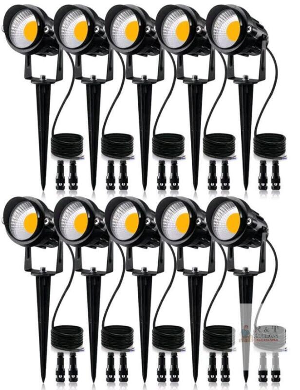 New - SUMME 12W LED Landscape Lights with Connector, Outdoor 12V Low Voltage Garden Pathway Lights Super Warm White (900LM) Walls Trees Flags Spotlights with Spike Stand (10 Pack with Connector)