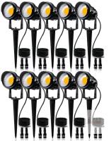 New - SUMME 12W LED Landscape Lights with Connector, Outdoor 12V Low Voltage Garden Pathway Lights Super Warm White (900LM) Walls Trees Flags Spotlights with Spike Stand (10 Pack with Connector)
