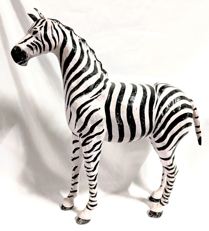 GIANT 24" Tall Leather Zebra Figure.