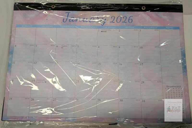 2026 Desk Pad Calendar, 22" x 17", Pastel Watercolor, Monthly Planner w/ Holidays, Sealed,
