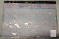 2026 Desk Pad Calendar, 22" x 17", Pastel Watercolor, Monthly Planner w/ Holidays, Sealed,