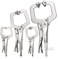 New - 4pc. Locking C-Clamp Set, Locking Pliers with Fixed and Swivel Pads . Measures 11" , 9" & 6" &times;2 Long