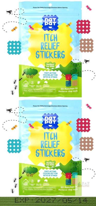 2 NEW NatPat Itch Relief Stickers, 30 PatchesX2, Kids, Chemical-Free, EXP 2027-05-14, Grid Technology