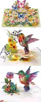 3 New CutPopUp 3D Pop-Up Greeting Cards, Blank Inside, With Envelopes: Butterflies & Hummingbirds, 5.5" &times; 7.85" (Designs May Vary)