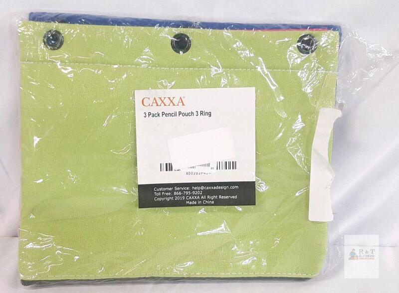 CAXXA 3-Pack 3-Ring Pencil Pouches, 9.8" x 7.1", Oxford Fabric with Clear PVC Window