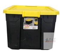 Sterilite 19 Gal. Heavy Duty Storage Tote &mdash; Black Base with Yellow Lid, Model 1486LAB9Y, Stackable PREOWNED