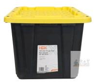 HDX 102 Liter Tough Tote &ndash; Heavy-Duty Black Storage Bin with Yellow Snap-On Lid PREOWNED