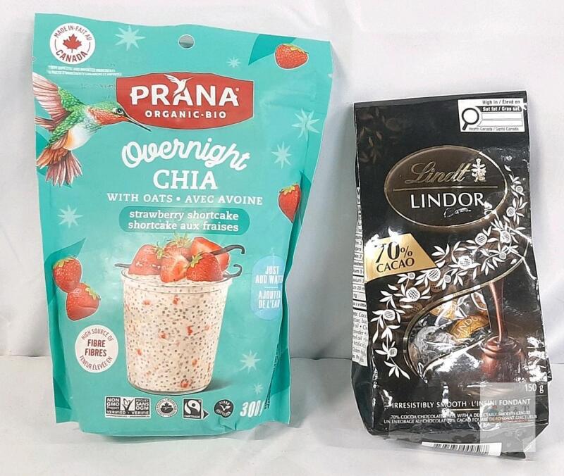 BB 26 Lindt Lindor 70% Cacao Dark Chocolate Truffles 150g & Prana Organic Strawberry Chia Oats 300g