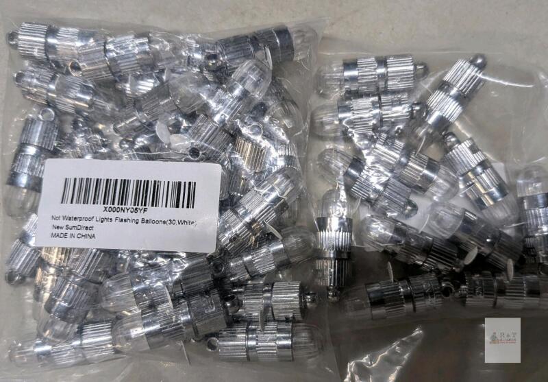 SumDirect 30-Pack White Flashing LED Balloon Lights, Non-Waterproof, Replaceable Batteries