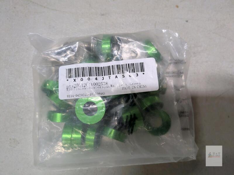 Green M10 Aluminum Countersunk Washers, Anodized, Bag of 10, pts250126tt002578, X004JTA563