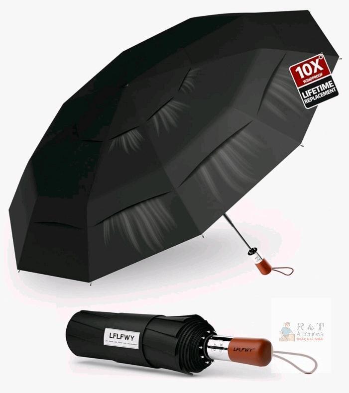 LFLFWY Compact Folding Umbrella, 42" Windproof Canopy, Automatic Open/Close, Eco-Friendly Materials