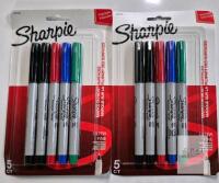 2 NEW Sharpie Ultra Fine Point Permanent Markers, Assorted Colors, 5-Pack, New, 0.3mm Tip