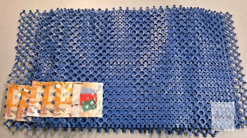 Blue PVC Mesh Door Mat WET 6032, 16" x 24" (40x60cm), Non-Slip, Lot of 5,