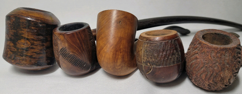 Briar Wood Bowl Pipes , 5 Pipes Various Makers . Pre-owned