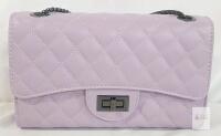Pastel Lavender Quilted Crossbody Bag with Gunmetal Turn-Lock Closure