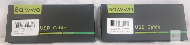 2 NEW Baiwwa Nylon Braided USB A to Type C Cable, 5V/3A, 3.3ft (1m), Model BW-ATC0210G-CA