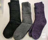 NEW 3 Pairs Wool Crew Socks &ndash; Black, Gray, Purple, Medium Thickness, Men's Size Range