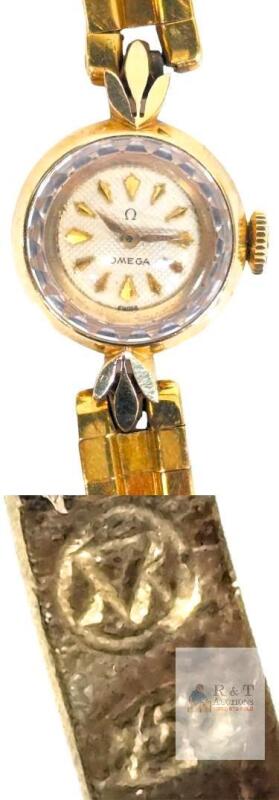 Vintage OMEGA Stamped 750 Gold Ladies Manual Cocktail Watch, 6" Total Length, Begins Ticking When Wound