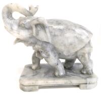 Vintage Carved Soapstone Lucky Elephant Statue, 6" Tall